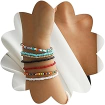 Amazon.co.jp: Xiring ボヘミアンカラフルビーズブレスレット 7